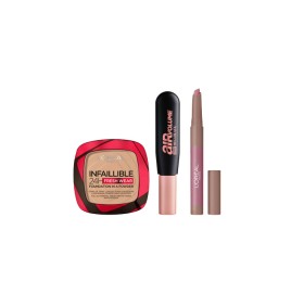 Loreal Paris Set Infaillible 24H Fresh Wear μεικαπ σε μορφή πούδρας 120 Vanilla 9gr + Matte Lip Crayon 102 Caramel Blondie Μολύβι Χειλιών 1,3gr + Air Volume 30h Mega Black Μάσκαρα 9,4ml