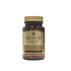SOLGAR VITAMIN D3 1000iu ΜΑΣΩΜΕΝΑ ΔΙΣΚΙΑ 100tabs