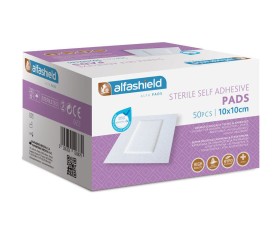 Alfashield Self Adhesive Pad 10cmX10cm Αποστειρωμένο Αντικολλητικό Υποαλλεργικό Αυτοκόλλητο Επίθεμα 50τμχ