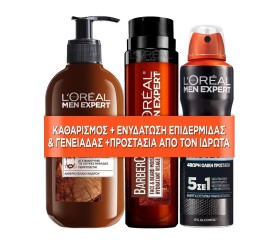 LOreal Paris Set Men Expert BarberClub Gel Καθαρισμού 3 In 1 200ml + Men Expert BarberClub Κρέμα Για Πρόσωπο και Γένια 50ml + Men Expert Carbon Protect Spray 150ml