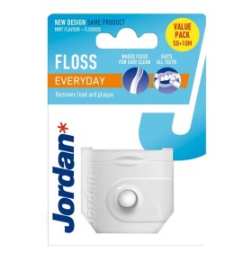 JORDAN Everyday Floss Οδοντικό Νήμα Κερωμένο με Γεύση Μέντας 50m + 10m Δώρο