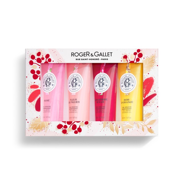 Roger&Gallet Set Collection Rose Gels Douche Bienfaisants 50ml + Fleur de Figuier Gels Douche Bienfaisants 50ml + Gingembre Rouge Gels Douche Bienfaisants 50ml + Bois dOrange Gels Douche Bienfaisants 50ml