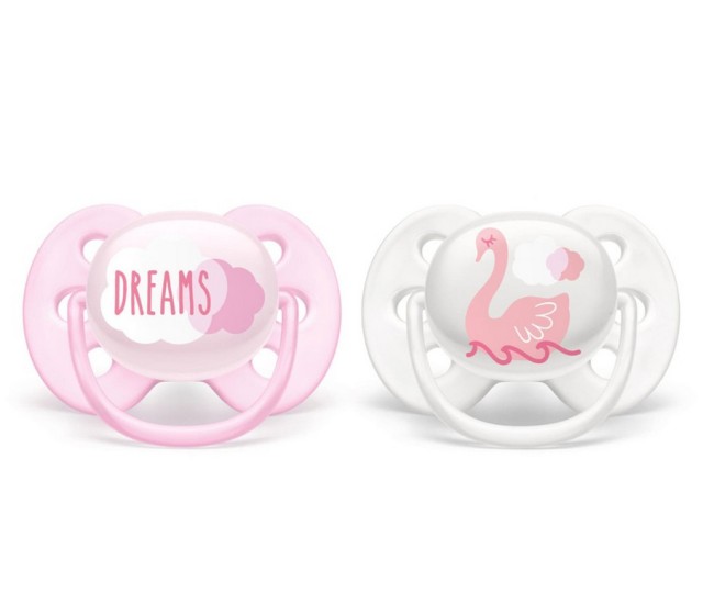Avent Ultra Soft SCF222/02 Ορθοδοντικές Πιπίλες για Κορίτσια 0-6m 2τμχ