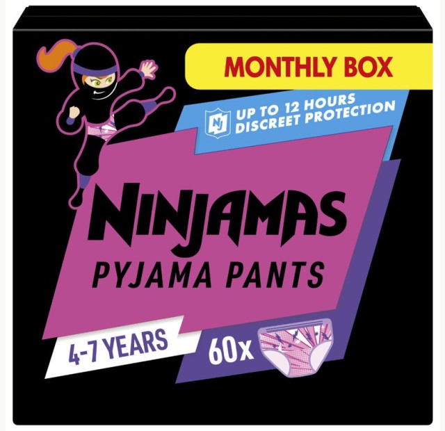 Pampers Ninjamas Girl Pyjama Pants 4-7years Πάνες Βρακάκι για τη Νύχτα (17-30kg) 10τμχ