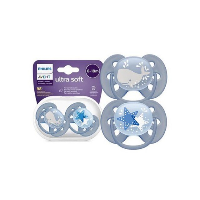 Avent Ultra Soft SCF223/03 Ορθοδοντικές Πιπίλες 6-18m 2τμχ