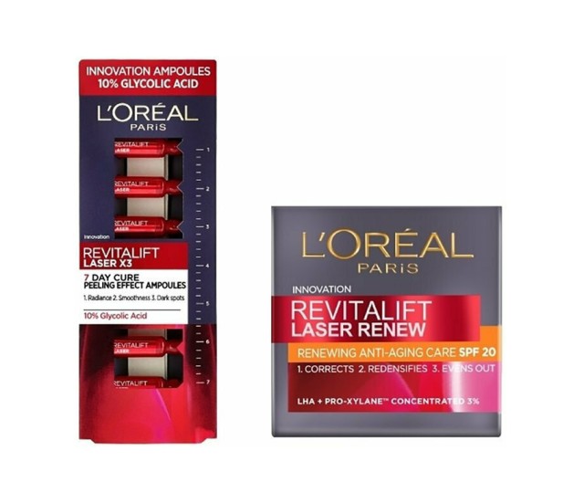 LOreal Paris Set Revitalift Laser Renew Glycolic Acid Ampoules 7x1ml + Revitalift Laser Renew Day Cream with SFP20 50ml