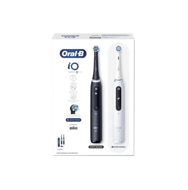 Oral-B iO Series 5 Duo Pack Black & White Ηλεκτρικές Οδοντόβουρτσες 2τμχ