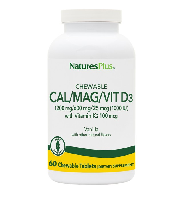 NATURES PLUS CAL/MAG/VIT D3/ VIT K2 Vanilla 60 chewable
