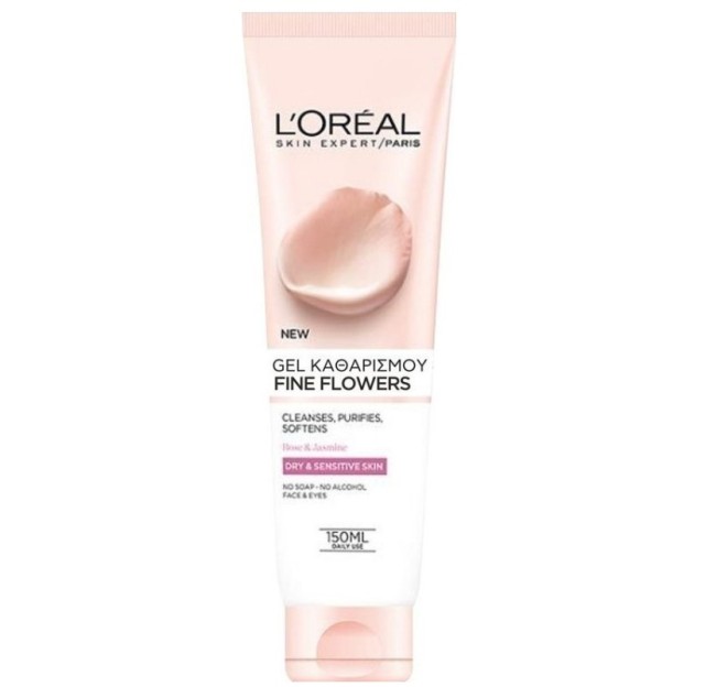 LOreal Paris Fine Flowers Gel Καθαρισμού για Ξηρή - Ευαίσθητη Επιδερμίδα 150ml