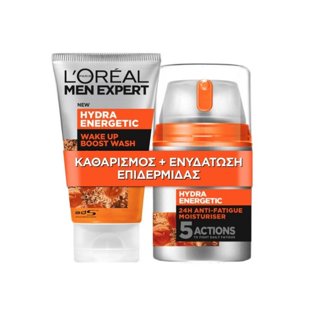 LOreal Paris Set Men Expert Hydra Energetic 24ώρη Κρέμα Κατά των Σημαδιών Κούρασης 48ml + Men Expert Face Wash 100ml