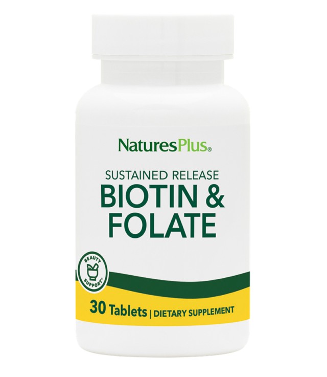 NATURES PLUS Biotin 2mg & Folic Acid 800mcg SR 30tabs
