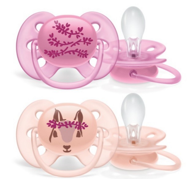 Avent Ultra Soft Ορθοδοντικές Πιπίλες Σιλικόνης Ροζ-Σομόν για Κορίτσια SCF223/04 6-18m 2τμχ