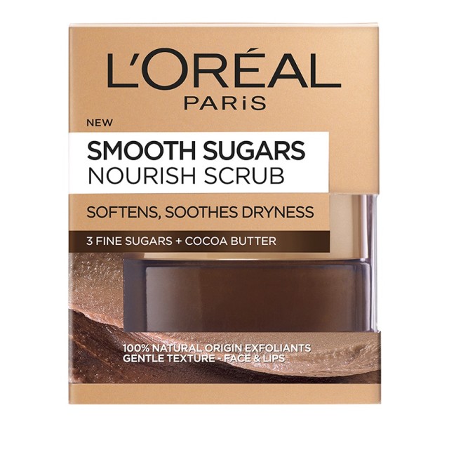 LOreal Paris Smooth Sugars Nourish Cocoa Face And Lip Scrub 50ml