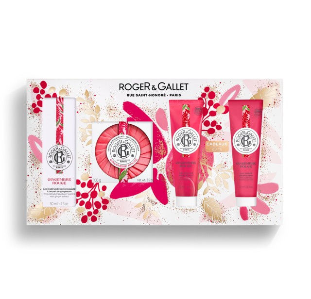 Roger&Gallet Set Gingembre Rouge Eau Parfumee Bienfaisante 30ml + Gingembre Rouge Savon Bienfaisant 100gr + Gingembre Rouge Gels Douche Bienfaisant 50ml + Gingembre Rouge Lait Corps Bienfaisant 50ml