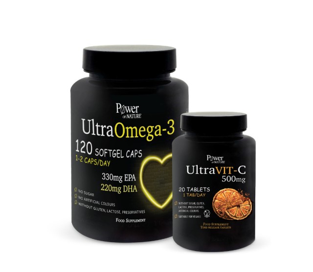 Power Health Set Ultra Omega-3 120 softgels caps + Δώρο Ultra Vit-C 500mg 20tabs