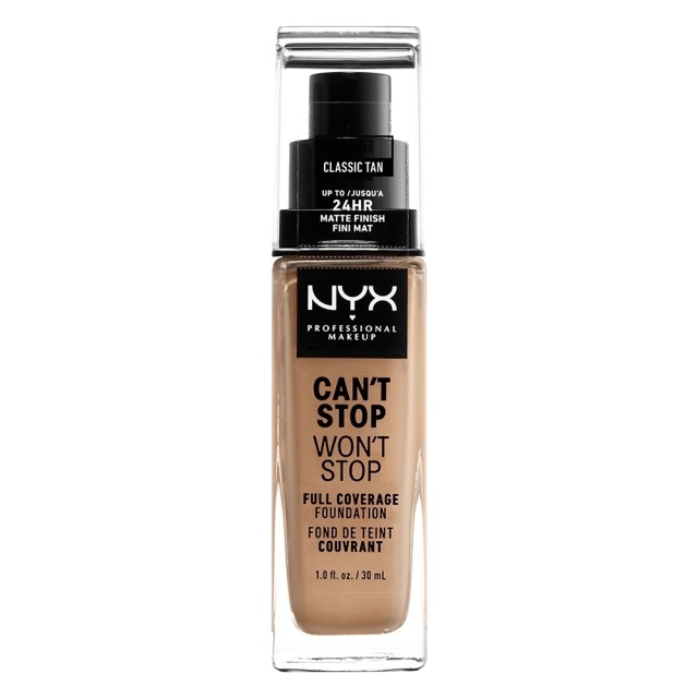 NYX PM Cant Stop Wont Stop Full Coverage Foundation  12 CLASSIC TAN 30ml