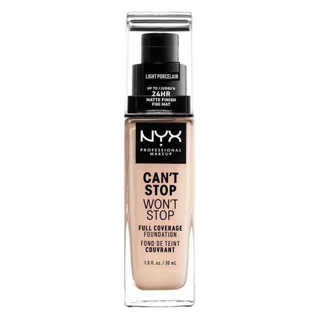 NYX PM Cant Stop Wont Stop Full Coverage Foundation  1,3 LIGHT PORCELAIN 30ml