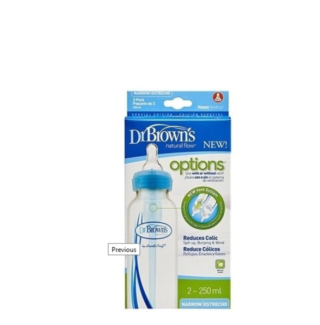 Dr. Browns Μπιμπερό πλαστικό Options+ (Σ.Λ.) 250 ml μπλε (2 τεμ.)