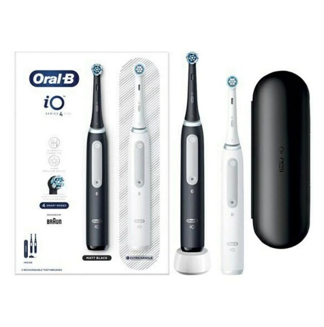 Oral-B iO Series 4 Duo Pack Black & White Ηλεκτρικές Οδοντόβουρτσες 2τμχ