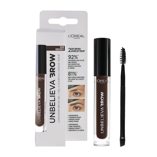 LOreal Paris Unbelieva Longwear Brow Gel 109 Ebony 3.4ml