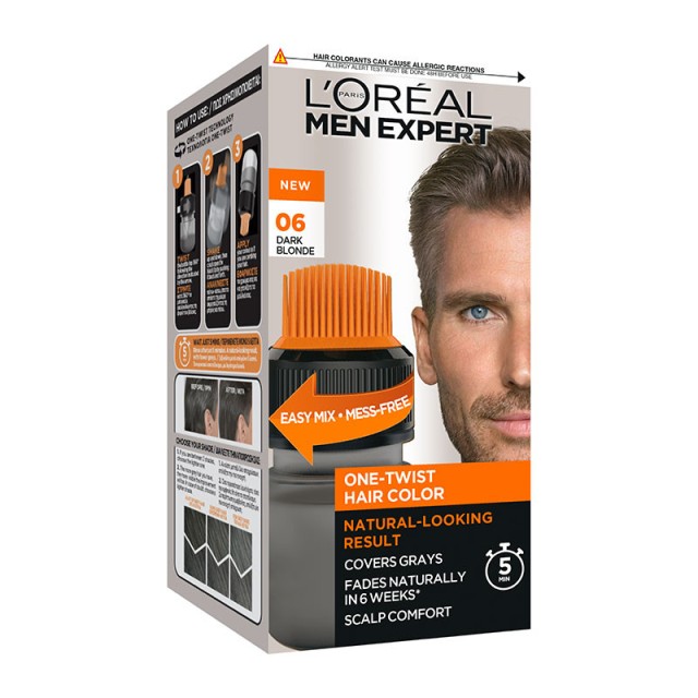 Loreal Paris Men Expert One Twist Βαφή Μαλλιών 06 Ξανθό Σκούρο 1τμχ