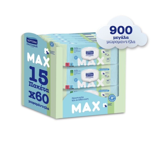 Μωρομάντηλα Septona Dermasoft Max Monthly Pack 900τεμ (15x60)
